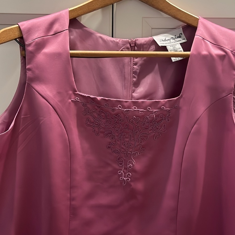ANTHONY RICHARDS vintage mauve full length dress, size 16 - Picture 3 of 7